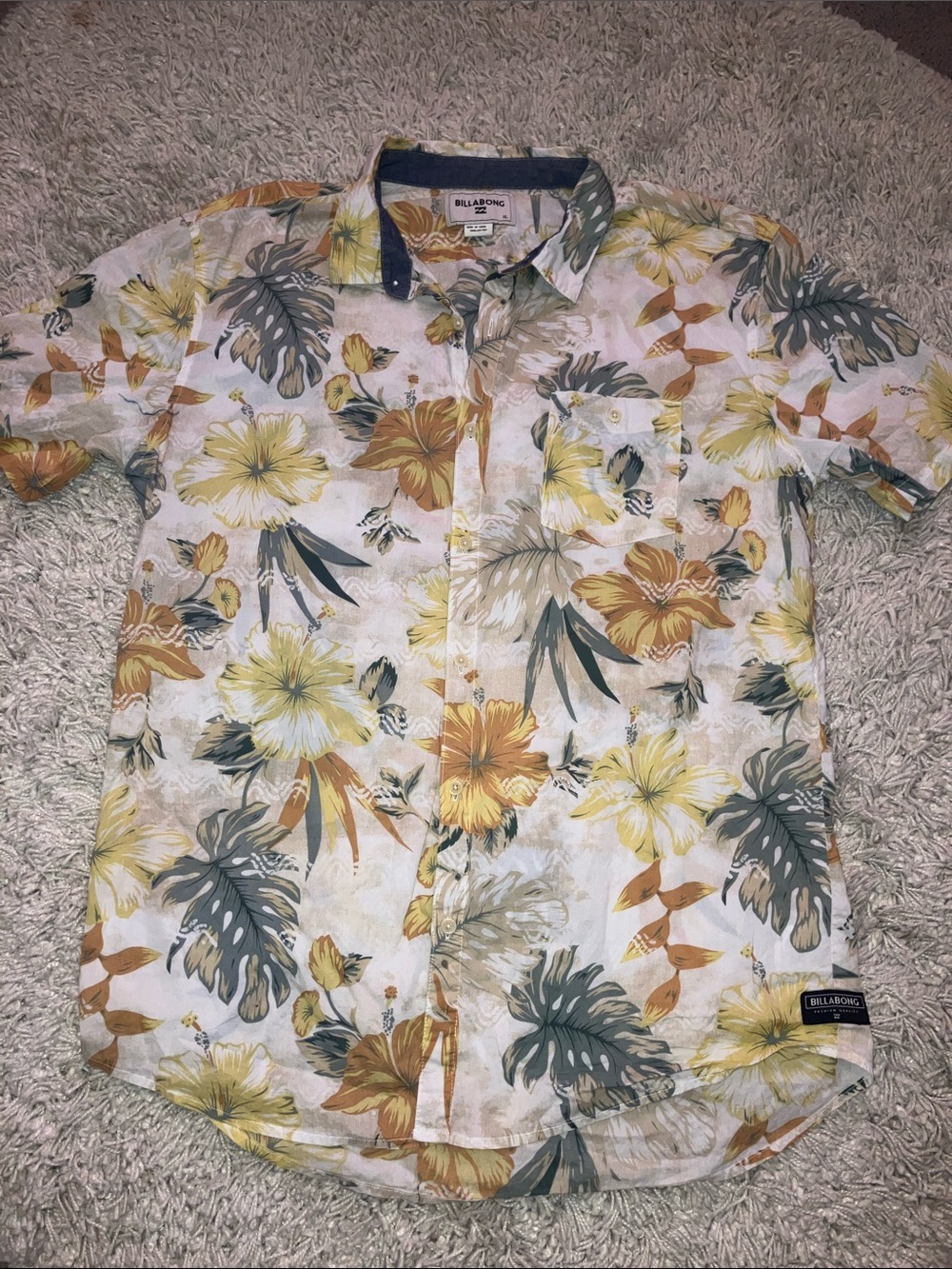 Billabong Floral Short-Sleeve Button-Down